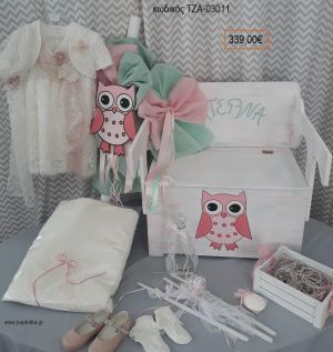 ΚΟΥΚΟΥΒΑΓΙΑ πλήρες βαπτιστικό σετ με ΠΑΓΚΑΚΙ ΠΟΥ ΓΙΝΕΤΑΙ ΘΡΑΝΙΟ ΤΖΑ-03011 339.00€!!!