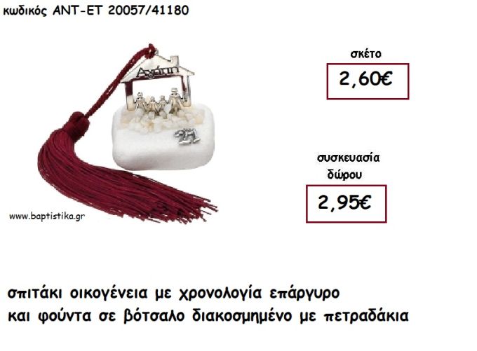 ΣΠΙΤΑΚΙ ΟΙΚΟΓΕΝΕΙΑ ''ΑΓΑΠΗ'' ΕΠΑΡΓΥΡ ΣΕ ΒΟΤΣΑΛΟ ΜΕ ΧΡΟΝΟΛΟΓΙΑ ΚΑΙ ΦΟΥΝΤΑ για γούρι - δώρο ΑΝΤ-ΕΤ 20057/41180 2.95€!!!!