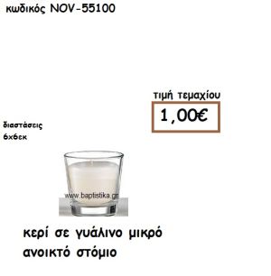 ΚΕΡΙ ΣΕ ΓΥΑΛΙΝΟ ΜΙΚΡΟ ΜΕ ΑΝΟΙΚΤΟ ΣΤΟΜΙΟ ΓΙΑ ΚΗΡΟΣΤΑΤΕΣ ΚΑΙ ΦΑΝΑΡΙΑ NOV-55100