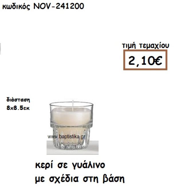 ΚΕΡΙ ΣΕ ΓΥΑΛΙΝΟ ΜΕ ΣΧΕΔΙΑ ΣΤΗ ΒΑΣΗ  ΓΙΑ ΚΗΡΟΣΤΑΤΕΣ ΚΑΙ ΦΑΝΑΡΙΑ NOV-53700