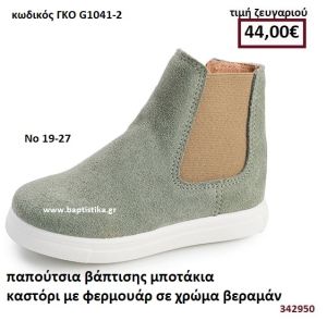 ΠΑΠΟΥΤΣΙΑ ΒΑΠΤΙΣΗΣ ΜΠΟΤΑΚΙΑ ΚΑΣΤΟΡΙ ΜΕ ΦΕΡΜΟΥΑΡ ΣΕ ΧΡΩΜΑ ΒΕΡΑΜΑΝ GORGINO ΔΕΡΜΑΤΙΝΑ-ΑΝΑΤΟΜΙΚΑ ΓΚΟ G1041-2