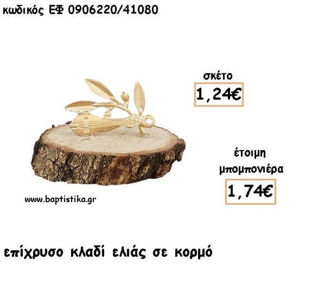 ΚΛΑΔΙ ΕΛΙΑΣ ΕΠΙΧΡΥΣΟ ΣΕ ΚΟΡΜΟ ΓΙΑ ΜΠΟΜΠΟΝΙΕΡΕΣ - ΔΩΡΑ ΕΦ 0906220/41080