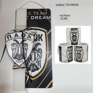 παοκ ξύλινο λαμπάδα σε ξύλινη πλάτη και κούπα τζα 590328