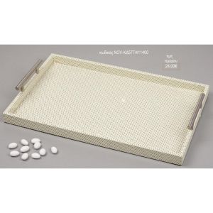 δίσκος γάμου ορθογώνιος δερμάτινος χρώμα λευκό nov-κδ577/411400