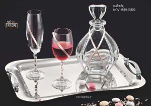 ΣΕΤ ΓΑΜΟΥ ΚΑΡΑΦΑ ΚΑΙ 3 ΠΟΤΗΡΙΑ ΔΙΣΚΟΣ ΜΕ ΣΧΕΔΙΟ ΒΕΡΓΑ ΣΦΥΡΗΛΑΤΗ NOV-155/419300 148.00€!!!