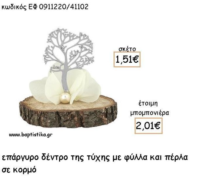 ΔΕΝΤΡΟ ΤΥΧΗΣ ΕΠΑΡΓΥΡΟ ΜΕ ΠΕΡΛΑ ΣΕ ΚΟΡΜΟ ΓΙΑ ΜΠΟΜΠΟΝΙΕΡΕΣ - ΔΩΡΑ ΕΦ 0911120/41102