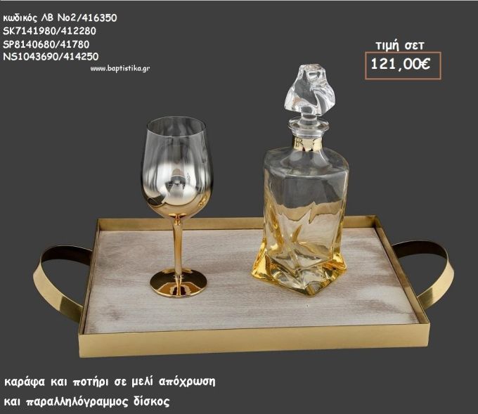 ΣΕΤ ΓΑΜΟΥ ΚΑΡΑΦΑ , ΠΟΤΗΡΙ ΧΡΩΜΑ ΜΕΛΙ ΚΑΙ ΔΙΣΚΟΣ ΠΑΡΑΛΛΗΛΟΓΡΑΜΜΟΣ ΜΕ ΞΥΛΟ ΚΑΙ ΜΕΤΑΛΟ ΛΒ Νο2/416350 121,00€!!!