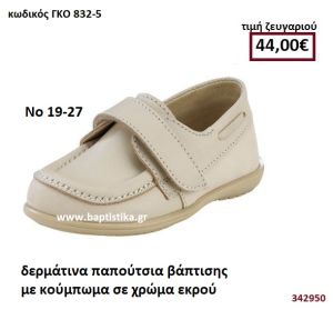 ΠΑΠΟΥΤΣΙ ΒΑΠΤΙΣΗΣ ΜΕ ΚΟΥΜΠΩΜΑ ΣΕ ΧΡΩΜΑ ΕΚΡΟΥ GORGINO ΔΕΡΜΑΤΙΝΑ-ΑΝΑΤΟΜΙΚΑ ΓΚΟ 832-5