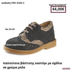 ΠΑΠΟΥΤΣΙΑ ΒΑΠΤΙΣΗΣ ΚΑΣΤΟΡΙ ΜΕ ΣΧΕΔΙΑ ΣΕ ΧΡΩΜΑ ΜΠΛΕ GORGINO ΑΝΑΤΟΜΙΚΑ-ΔΕΡΜΑΤΙΝΑ ΓΚΟ 3102-1