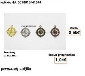 ΠΥΞΙΔΑ ΕΠΑΡΓΥΡΗ-ΕΠΙΧΡΥΣΗ-ΜΠΡΟΥΝΤΖΙΝΗ-ΧΑΛΚΙΝΗ ΓΙΑ ΜΠΟΜΠΟΝΙΕΡΕΣ ΒΑΠΤΙΣΗΣ ΦΑ 0518010/41024