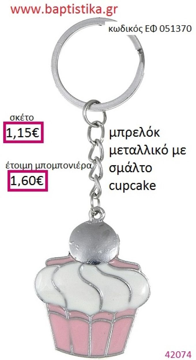 CUPCAKE μπρελόκ μεταλλικό με σμάλτο accessories για βάπτιση ΕΦ-051370
