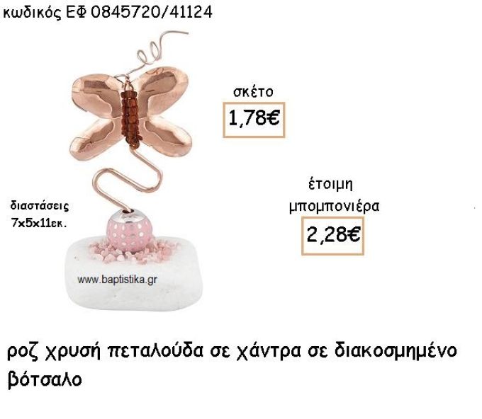 ΠΕΤΑΛΟΥΔΑ ΡΟΖ ΧΡΥΣΟ ΠΑΝΩ ΣΕ ΧΑΝΤΡΑ ΣΕ ΒΟΤΣΑΛΟ ΓΙΑ ΜΠΟΜΠΟΝΙΕΡΕΣ ΒΑΠΤΙΣΗΣ ΕΦ 0845720/41124
