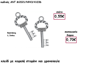 ΚΛΕΙΔΙ ΜΕ ΚΕΦΑΛΗ ΣΤΕΦΑΝΙ ΕΠΑΡΓΥΡΟ ΚΑΙ ΧΡΟΝΟΛΟΓΙΑ για γούρι - δώρο ΑΝΤ-Μ2021/Ν943/41036 0.70€!!!!