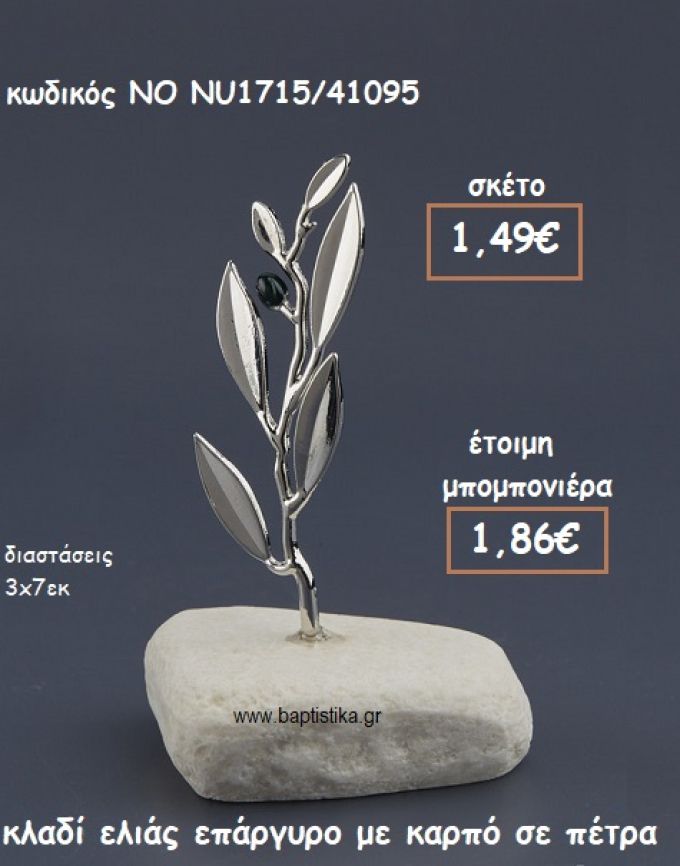 ΚΛΑΔΙ ΕΛΙΑΣ ΜΕ ΚΑΡΠΟ ΕΠΑΡΓΥΡΟ ΠΑΝΩ ΣΕ ΠΕΤΡΑ ΓΙΑ ΜΠΟΜΠΟΝΙΕΡΕΣ ΓΑΜΟΥ ΝΟ 1715/41095