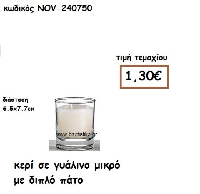 ΚΕΡΙ ΣΕ ΓΥΑΛΙΝΟ ΜΙΚΡΟ ΜΕ ΔΙΠΛΟ ΠΑΤΟ ΓΙΑ ΚΗΡΟΣΤΑΤΕΣ ΚΑΙ ΦΑΝΑΡΙΑ NOV-94100