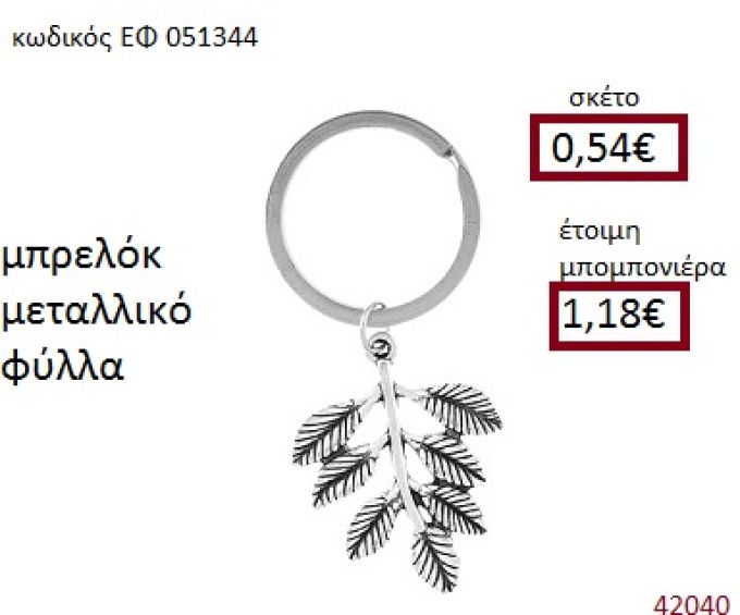 ΦΥΛΛΑ ΜΕΤΑΛΛΙΚΟ ΜΠΡΕΛΟΚ μπομπονιέρα Βάπτισης ΕΦ-051344