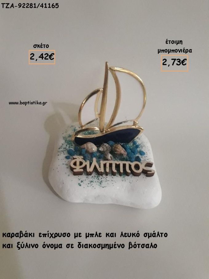 ΚΑΡΑΒΙ ΜΕ ΣΜΑΛΤΟ ΜΠΛΕ - ΛΕΥΚΟ ΚΑΙ ΞΥΛΙΝΟ ΟΝΟΜΑ ΣΕ ΒΟΤΣΑΛΟ ΜΕ ΠΕΤΡΑΔΑΚΙ ΚΑΙ ΚΟΧΥΛΙΑ ΓΙΑ ΜΠΟΜΠΟΝΙΕΡΕΣ ΒΑΠΤΙΣΗΣ - ΔΩΡΑ ΠΑΡΤΥ - ΕΟΡΤΩΝ - ΓΕΝΝΗΣΗΣ ΤΖΑ-92281/41165 2.73€!!!