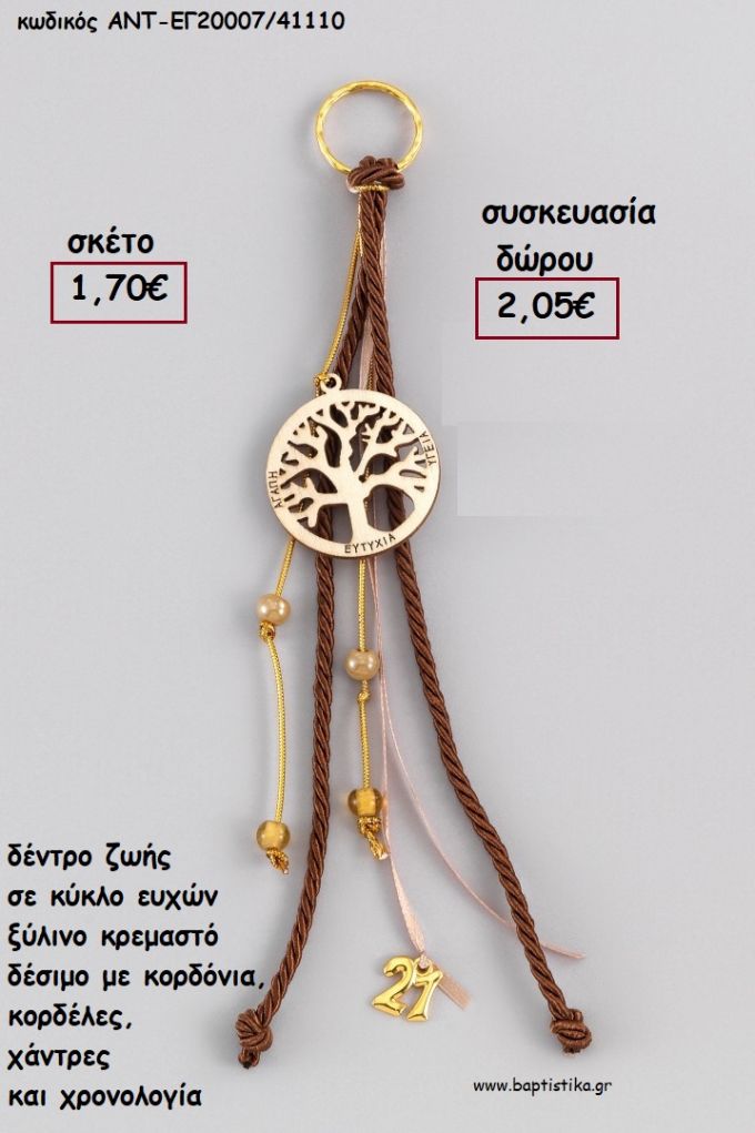 ΔΕΝΤΡΟ ΖΩΗΣ ΣΕ ΚΥΚΛΟ ΕΥΧΩΝ ΞΥΛΙΝΟ ΚΡΕΜΑΣΤΟ ΔΕΣΙΜΟ ΜΕ ΚΟΡΔΟΝΙΑ - ΚΟΡΔΕΛΕΣ - ΧΑΝΤΡΕΣ ΚΑΙ ΧΡΟΝΟΛΟΓΙΑ για γούρι - δώρο ΑΝΤ-ΕΓ20007/41110 2.05€!!!