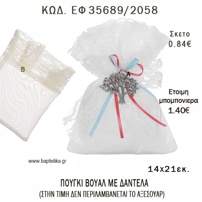 ΠΟΥΓΚΙ ΒΟΥΑΛ ΜΕ ΔΑΝΤΕΛΑ φτιάξτο μόνος - υλικά για μπομπονιέρες  ΕΦ 35689/2058