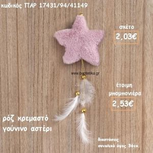 ΑΣΤΕΡΙ ΡΟΖ ΓΟΥΝΙΝΟ ΚΡΕΜΑΣΤΟ ΓΙΑ ΜΠΟΜΠΟΝΙΕΡΑ ΒΑΠΤΙΣΗΣ ΠΑΡ-17431/94/41149