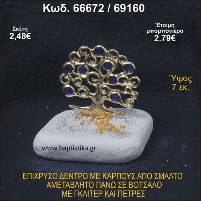 ΔΕΝΤΡΟ ΕΠΙΧΡΥΣΟ ΜΕ ΚΑΡΠΟΥΣ ΑΠΟ ΣΜΑΛΤΟ ΣΕ ΒΟΤΣΑΛΟ ΜΕ ΓΚΛΙΤΕΡ ΚΑΙ ΧΑΝΤΡΕΣ ΜΠΟΜΠΟΝΙΕΡΑ - ΔΩΡΟ 66672/69160