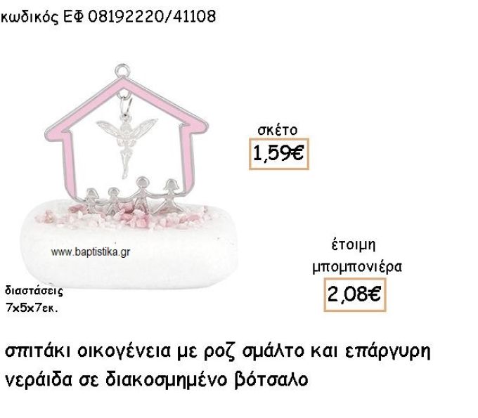 ΣΠΙΤΑΚΙ ΟΙΚΟΓΕΝΕΙΑ ΜΕ ΡΟΖ ΣΜΑΛΤΟ ΚΑΙ ΝΕΡΑΙΔΑ ΕΠΑΡΓΥΡΗ ΣΕ ΒΟΤΣΑΛΟ ΓΙΑ ΜΠΟΜΠΟΝΙΕΡΕΣ ΒΑΠΤΙΣΗΣ ΕΦ 08192220/41108