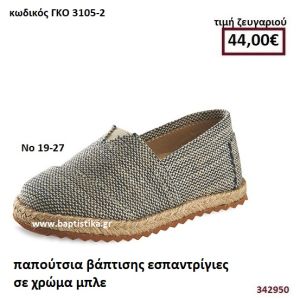ΠΑΠΟΥΤΣΙΑ ΒΑΠΤΙΣΗΣ ΕΣΠΑΝΤΡΙΓΙΕΣ ΣΕ ΧΡΩΜΑ ΜΠΛΕ GORGINO ΔΕΡΜΑΤΙΝΑ-ΑΝΑΤΟΜΙΚΑ ΓΚΟ 3105-2