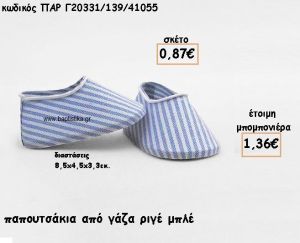 ΠΑΠΟΥΤΣΑΚΙ ΑΠΟ ΓΑΖΑ ΡΙΓΕ ΜΠΛΕ ΓΙΑ ΜΠΟΜΠΟΝΙΕΡΕΣ ΒΑΠΤΙΣΗΣ ΠΑΡ-Γ20331/139/41055