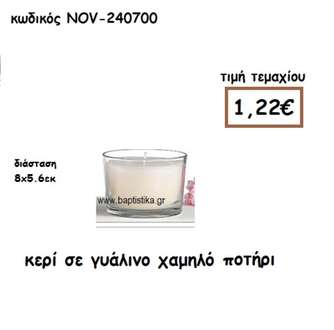 ΚΕΡΙ ΣΕ ΓΥΑΛΙΝΟ ΧΑΜΗΛΟ ΠΟΤΗΡΙ ΓΙΑ ΚΗΡΟΣΤΑΤΕΣ ΚΑΙ ΦΑΝΑΡΙΑ NOV-55600