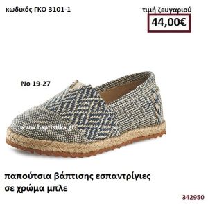 ΠΑΠΟΥΤΣΙΑ ΒΑΠΤΙΣΗΣ ΕΣΠΑΝΤΡΙΓΙΕΣ ΣΕ ΧΡΩΜΑ ΜΠΛΕ GORGINO ΔΕΡΜΑΤΙΝΑ-ΑΝΑΤΟΜΙΚΑ ΓΚΟ 3101-1