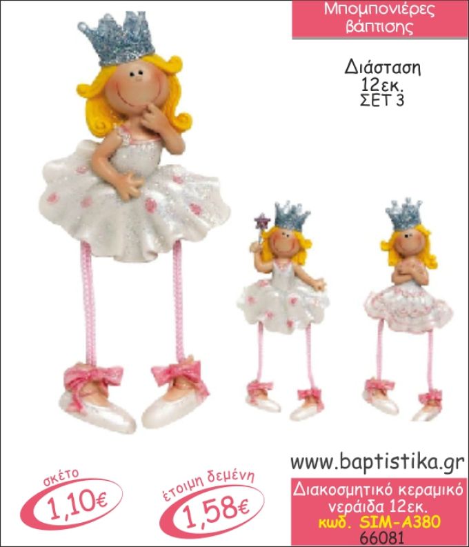 ΝΕΡΑΙΔΑ ΚΕΡΑΜΙΚΗ ΔΙΑΚΟΣΜΗΤΙΚΗ ΜΠΟΜΠΟΝΙΕΡΑ ΒΑΠΤΙΣΗΣ SIM-Α380