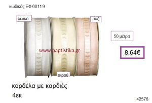 ΚΟΡΔΕΛΑ ΜΕ ΚΑΡΔΙΕΣ 50 μέτρων 4εκ. για γούρια-αμπαλάζ ΕΦ-60119