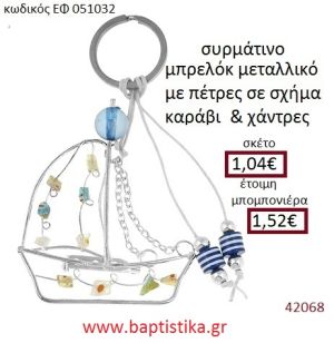 ΚΑΡΑΒΑΚΙ μπρελόκ μεταλλικό accessories για βάπτιση ΕΦ-051032