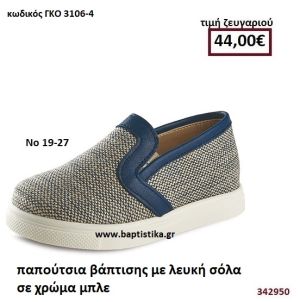 ΠΑΠΟΥΤΣΙΑ ΒΑΠΤΙΣΗΣ ΜΕ ΛΕΥΚΗ ΣΟΛΑ ΣΕ ΧΡΩΜΑ ΜΠΛΕ GORGINO ΔΕΡΜΑΤΙΝΑ-ΑΝΑΤΟΜΙΚΑ ΓΚΟ 3106-4
