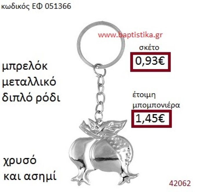 ΔΙΠΛΟ ΡΟΔΙ ΜΕΤΑΛΛΙΚΟ ΜΠΡΕΛΟΚ μπομπονιέρα Βάπτισης ΕΦ-051366