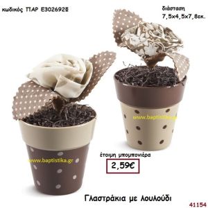 ΓΛΑΣΤΡΑΚΙΑ ΜΕ ΥΦΑΣΜΑΤΙΝΟ ΛΟΥΛΟΥΔΙ μπομπονιέρα Βάπτισης ΠΑΡ-Ε302692Φ