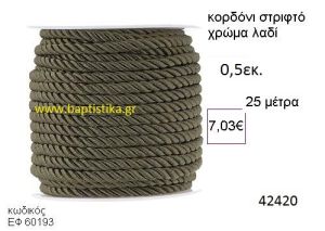 ΚΟΡΔΟΝΙ ΣΤΡΙΦΤΟ 25 μέτρων 0.5εκ. για μπομπονιέρες-αμπαλάζ ΕΦ-60193