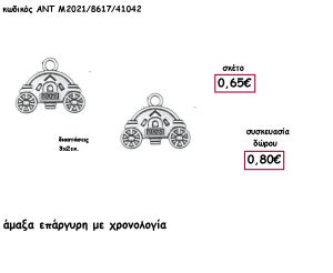 ΑΜΑΞΑ ΕΠΑΡΓΥΡΗ ΜΕΤΑΛΛΙΚΟ ΜΕ ΧΡΟΝΟΛΟΓΙΑ για γούρι - δώρο ΑΝΤ-2021/8617/41042 0.80€!!!
