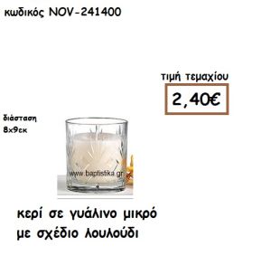 ΚΕΡΙ ΣΕ ΓΥΑΛΙΝΟ ΜΙΚΡΟ ΜΕ ΣΧΕΔΙΟ ΛΟΥΛΟΥΔΙ ΓΙΑ ΚΗΡΟΣΤΑΤΕΣ ΚΑΙ ΦΑΝΑΡΙΑ NOV-53500