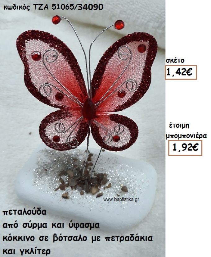 ΠΕΤΑΛΟΥΔΑ ΑΠΟ ΣΥΡΜΑ ΚΑΙ ΥΦΑΣΜΑ ΚΟΚΚΙΝΟ ΣΕ ΒΟΤΣΑΛΟ ΓΙΑ ΜΠΟΜΠΟΝΙΕΡΕΣ ΒΑΠΤΙΣΗΣ ΤΖΑ 51065/34090