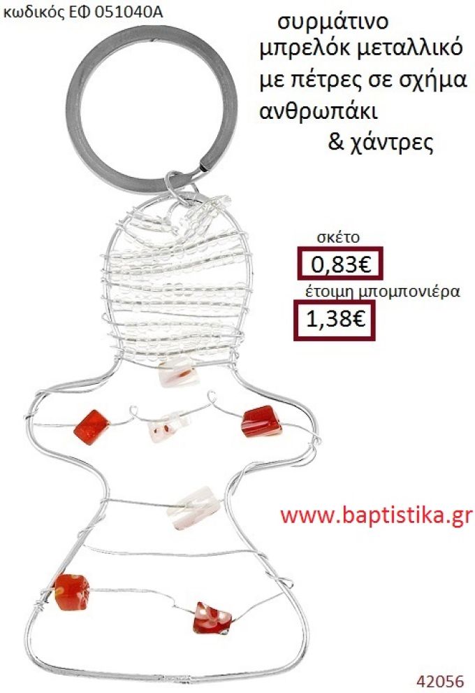 ΑΝΘΡΩΠΑΚΙ μπρελόκ μεταλλικό accessories για βάπτιση ΕΦ-051040Α