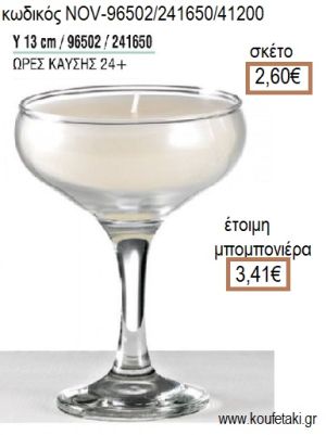 ΚΕΡΙ ΣΕ ΓΥΑΛΙΝΟ ΠΟΤΗΡΙ ΨΗΛΟ 13ΕΚ για μπομπονιέρες - δώρα πάρτυ - εορτών - γέννησης - γούρια - φτιάξτο μόνος σου NOV-96502/241650/41200 2.60€!!!