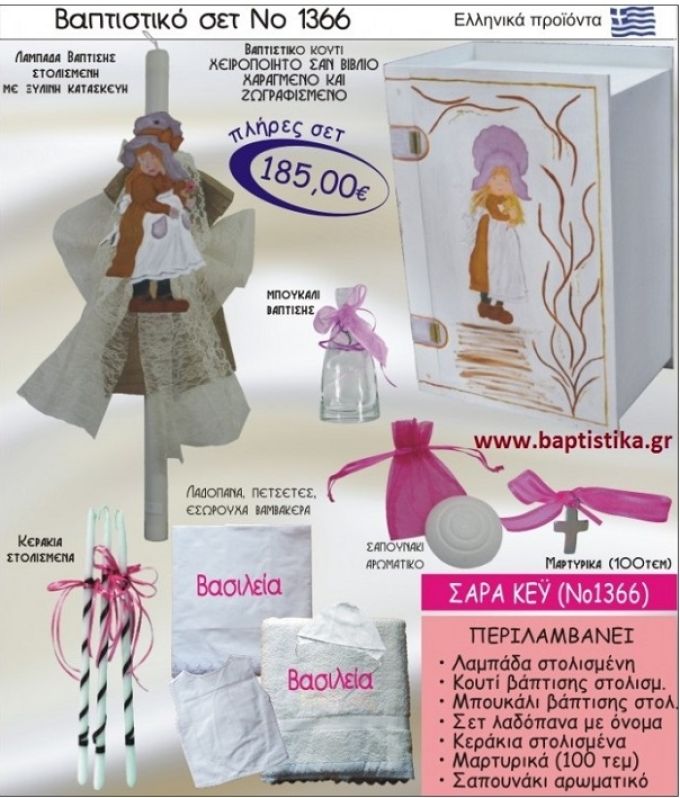 ΣΑΡΑ ΚΕΫ Βαπτιστικό σέτ-πακέτο σε ΚΟΥΤΙ ΒΙΒΛΙΟ ΝΟ-1366