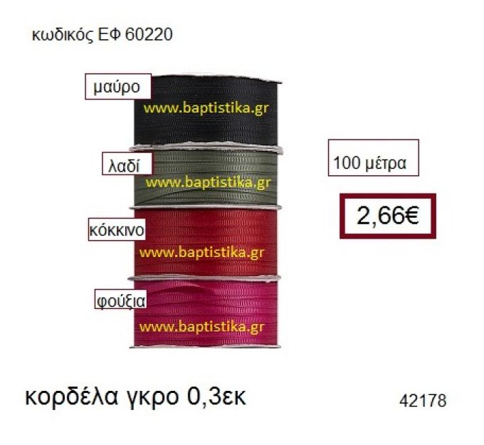 ΓΚΡΟ κορδέλα 100 μέτρων 0,3εκ. για μπομπονιέρες-αμπαλάζ ΕΦ-60220