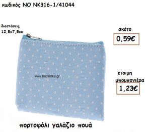 ΠΟΡΤΟΦΟΛΙ ΧΡΩΜΑ ΓΑΛΑΖΙΟ ΠΟΥΑ ΓΙΑ ΜΠΟΜΠΟΝΙΕΡΕΣ ΒΑΠΤΙΣΗΣ ΝΟ ΝΚ316-1/41044