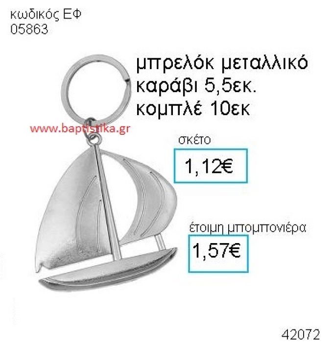 ΚΑΡΑΒΙ ΜΕΤΑΛΛΙΚΟ ΜΠΡΕΛΟΚ μπομπονιέρα Βάπτισης ΕΦ-05863