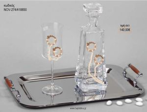 ΣΕΤ ΓΑΜΟΥ ΚΑΡΑΦΑ ΚΑΙ 3 ΠΟΤΗΡΙΑ ΔΙΣΚΟΣ ΜΕ ΣΧΕΔΙΟ ΣΤΕΦΑΝΑ NOV-274/418850 140.00€!!!