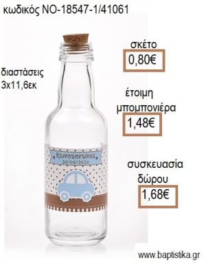 ΑΥΤΟΚΙΝΗΤΟ ΕΚΤΥΠΩΣΗ ΣΕ ΓΥΑΛ΄ΙΝΟ ΜΠΟΥΚΑΛΙ ΜΕ ΠΩΜΑ ΦΕΛΛΟ για μπομπονιέρες - δώρα πάρτυ - εορτών - γέννησης - γούρια - φτιάξτο μόνος σου ΝΟ-18547-1/41061 0.80€!!!