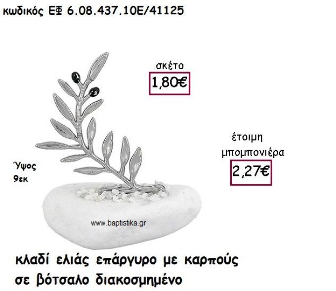 ΚΛΑΔΙ ΕΛΙΑΣ ΕΠΑΡΓΥΡΟ ΜΕ ΚΑΡΠΟΥΣ ΣΕ ΒΟΤΣΑΛΟ ΓΙΑ ΜΠΟΜΠΟΝΙΕΡΕΣ ΓΑΜΟΥ ΕΦ 6.08.437.10Α/41125