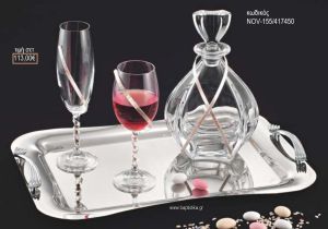 ΣΕΤ ΓΑΜΟΥ ΚΑΡΑΦΑ ΚΑΙ ΠΟΤΗΡΙ ΔΙΣΚΟΣ ΜΕ ΣΧΕΔΙΟ ΒΕΡΓΑ ΣΦΥΡΗΛΑΤΗ NOV-155/417450 113.00€!!!